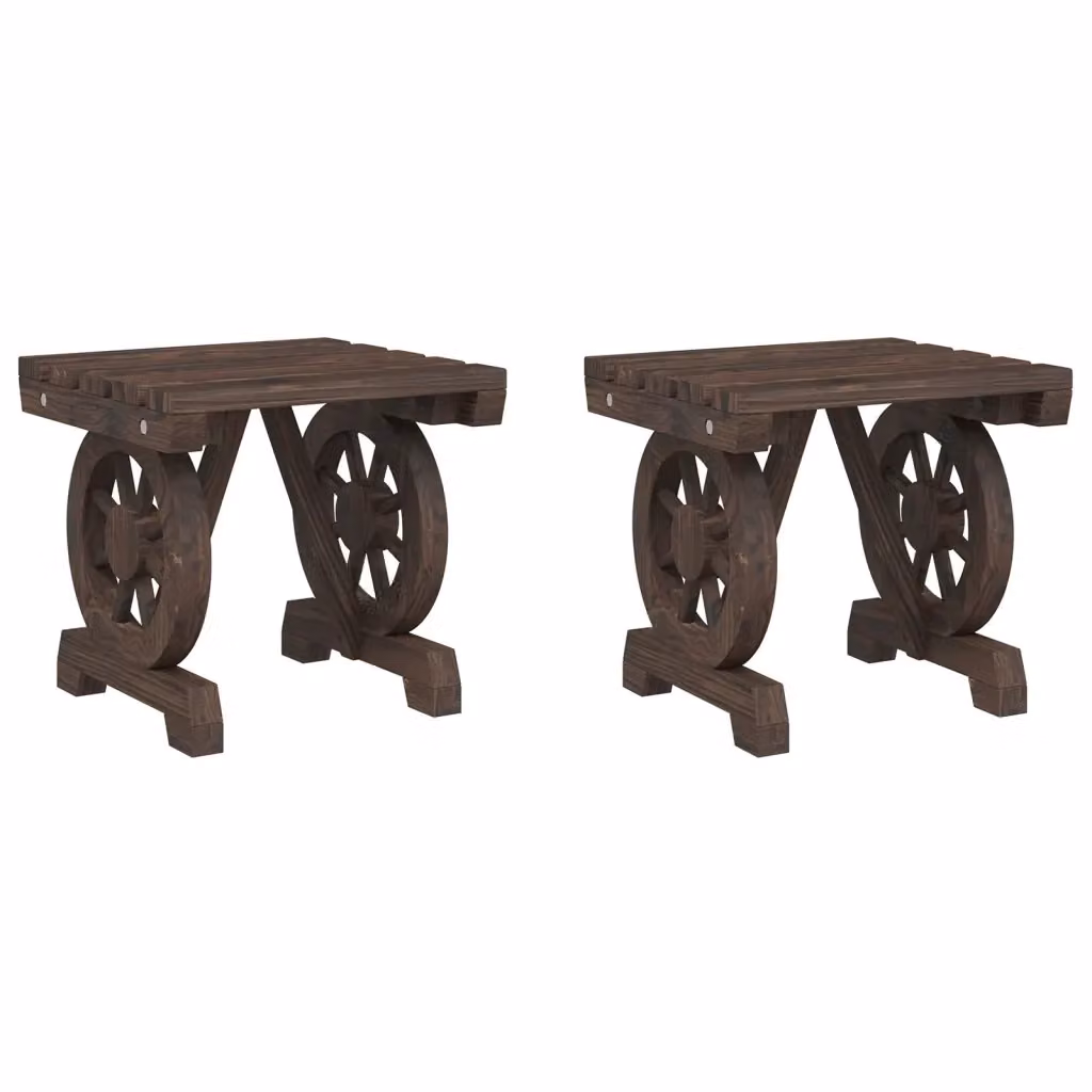 Set di 2 poggiapiedi da giardino vidaXL in legno massello di abete marrone L/P/H: 38,5 x 36,5 x 38,5 cm – 2