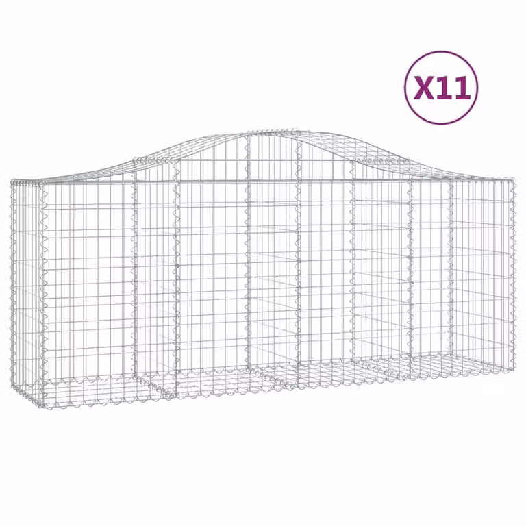 Cesti Gabbioni ad Arco 11 pz 200x50x80/100 cm Ferro Zincato
