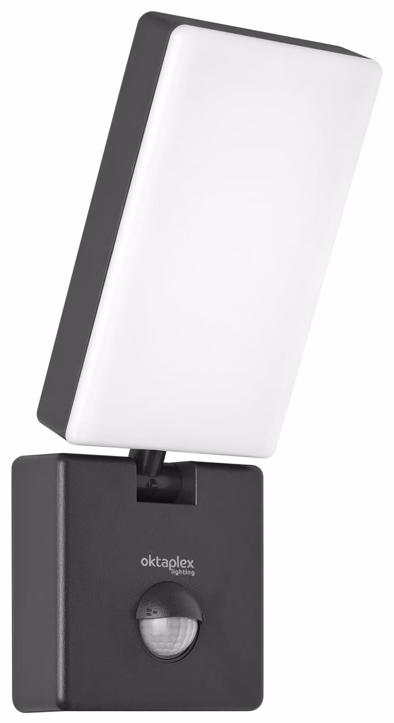 Lampada da esterno a LED con sensore di movimento, 10W, 800 lumen, 3000K, grado di protezione IP65, colore antracite