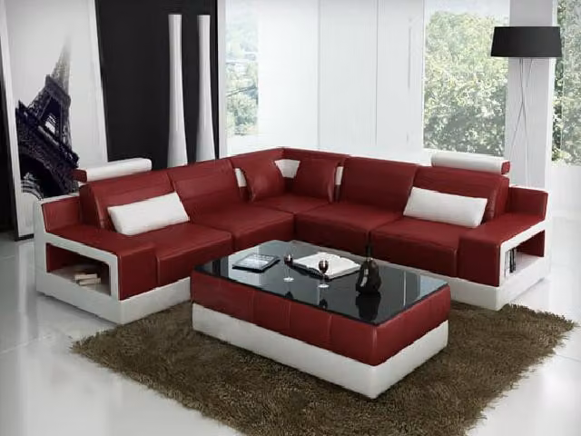 Ledersofa Ecksofa Design Couch Bettfunktion Garnitur Wohnlandschaft Polster