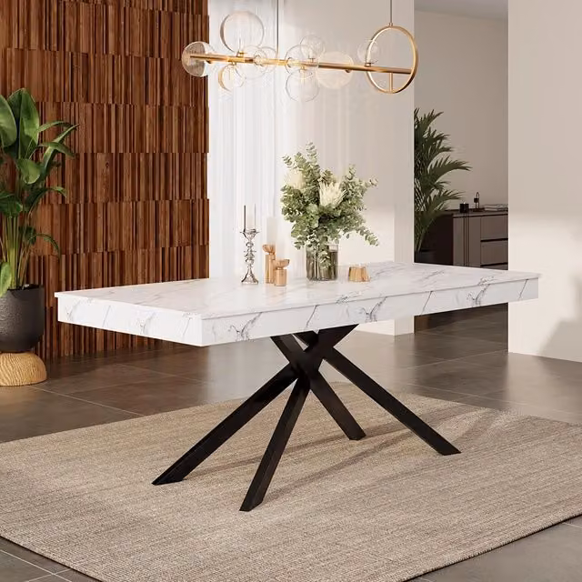 Tavolo Estensibile Xylo 140/180x80cm - Bianco e Piedi Metallici