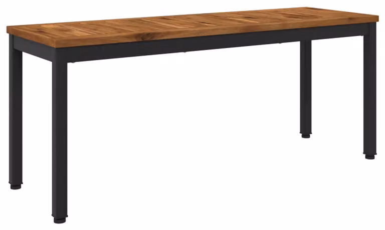 Panca da giardino, dimensioni 108,5 x 35 x 45 cm, realizzata in legno massello di acacia, con schienale dritto