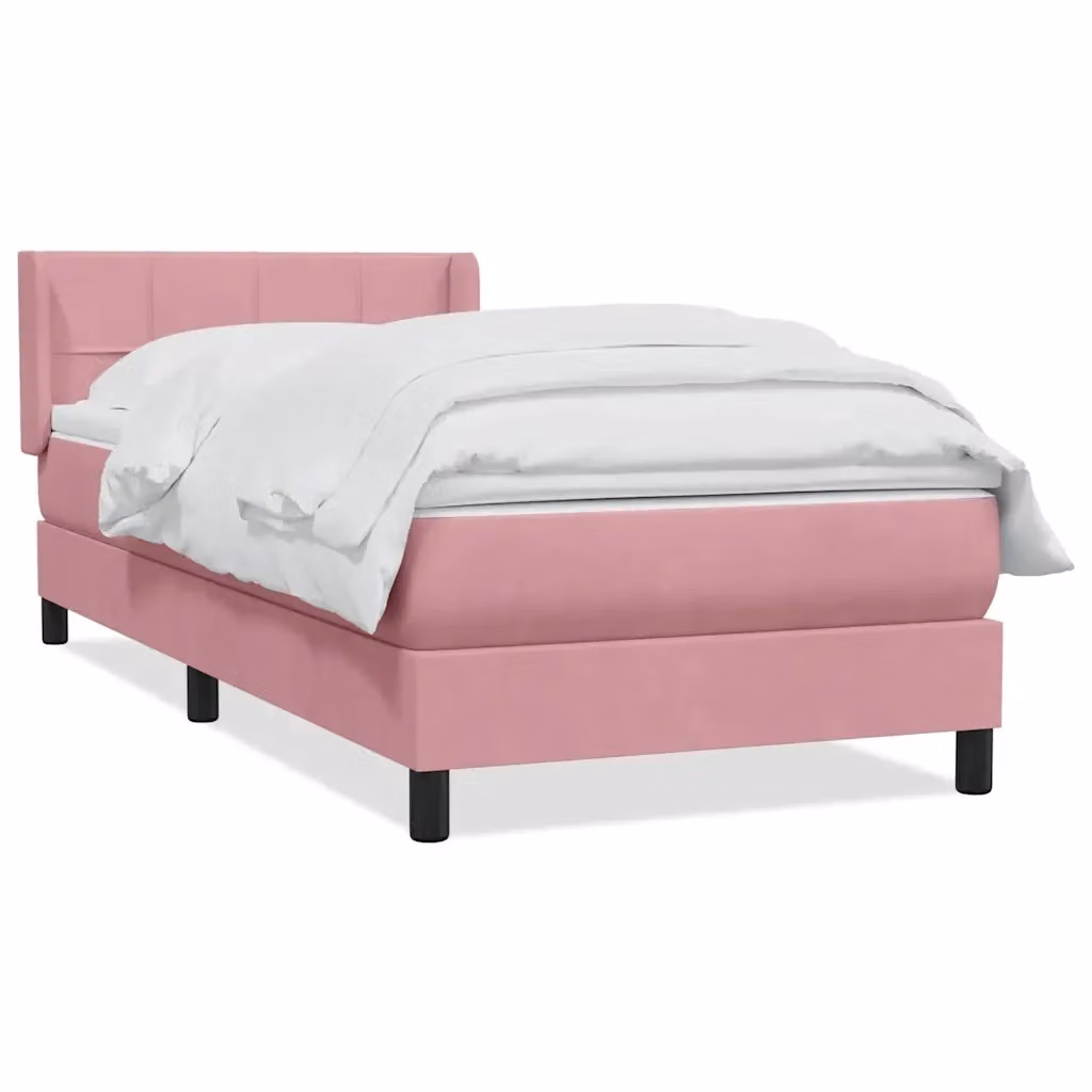 Giroletto a Molle con Materasso Ibrido vidaXL in Velluto Rosa e Bianco L: 80 cm, P: 223 cm, H: 83 cm – 2