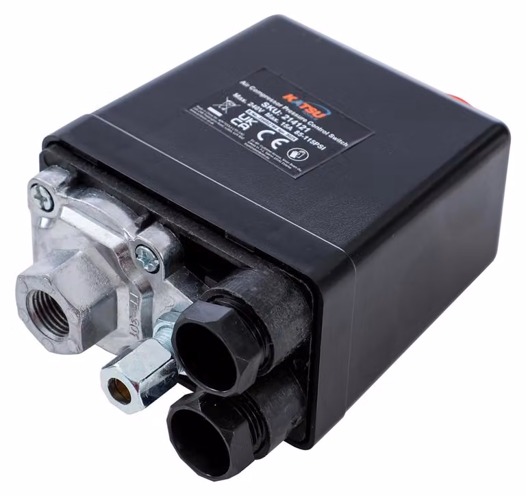 Interruttore di pressione per compressore d'aria, attacco da 1/4", monofase, 220 V, per compressore d'aria, valvola di controllo della pompa, modello 214121