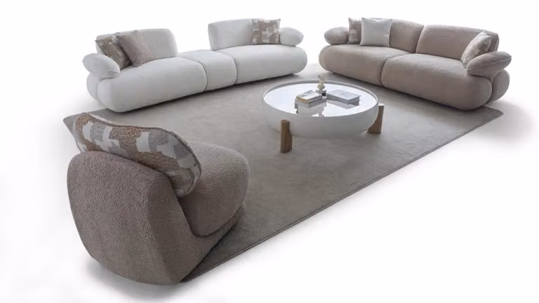 Helle Wohnzimmer Sitzgarnitur 3-Sitzer Sofas Edler Textil Sessel