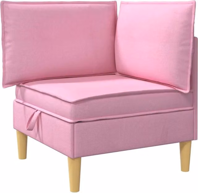Divano da soggiorno minimalista in tessuto con struttura in legno e contenitore, disponibile nei colori marrone e rosa – 1