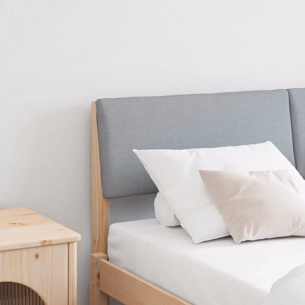 Testiera imbottita vidaXL in pino massello e tessuto Grigio chiaro per letto da 140 cm