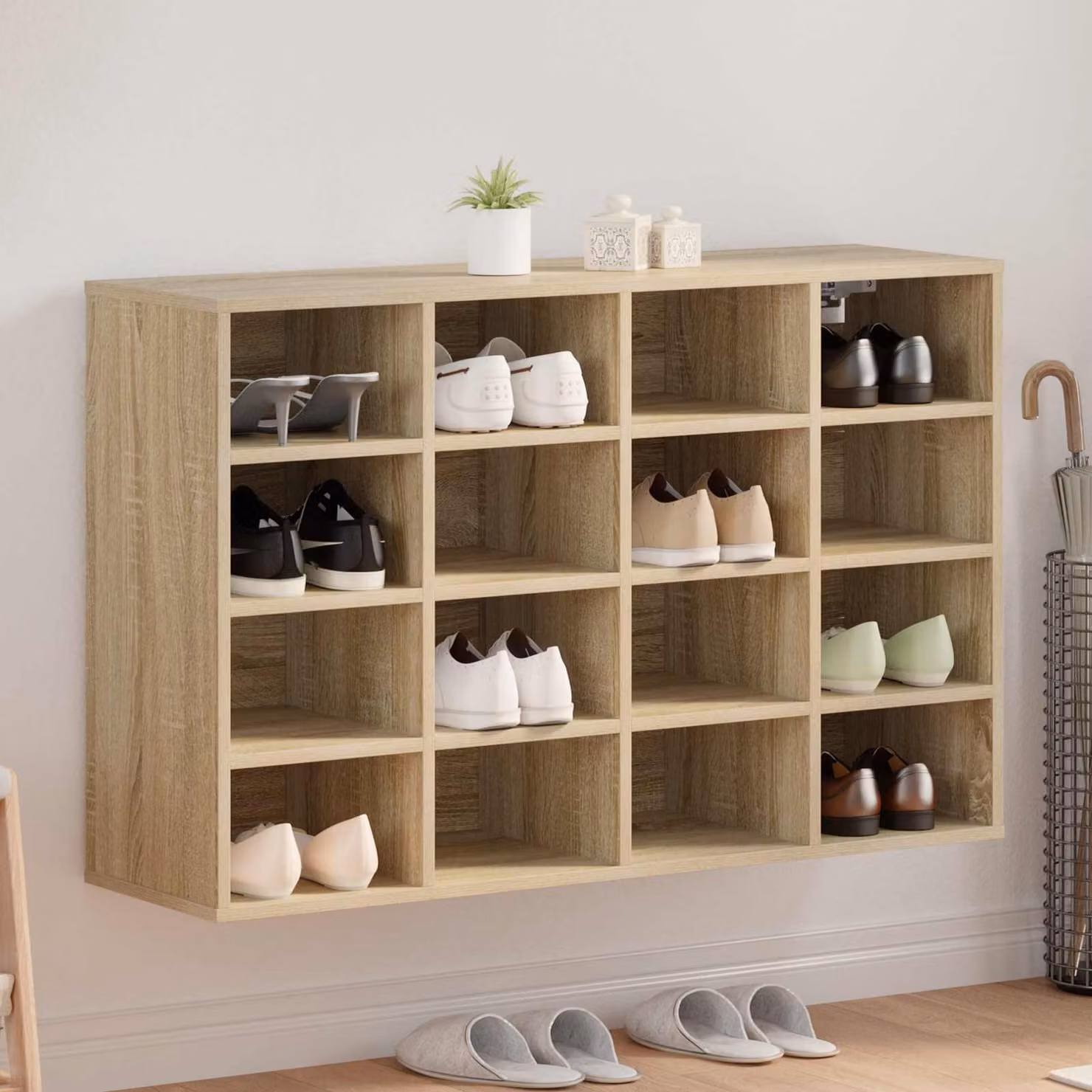 Mobile porta scarpe moderno vidaXL in legno marrone L: 103 cm, P: 30 cm, H: 67 cm