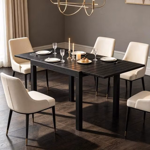 Tavolo da pranzo - estraibile per 4-6 persone - prolunga in alluminio - effetto legno - solo tavolo