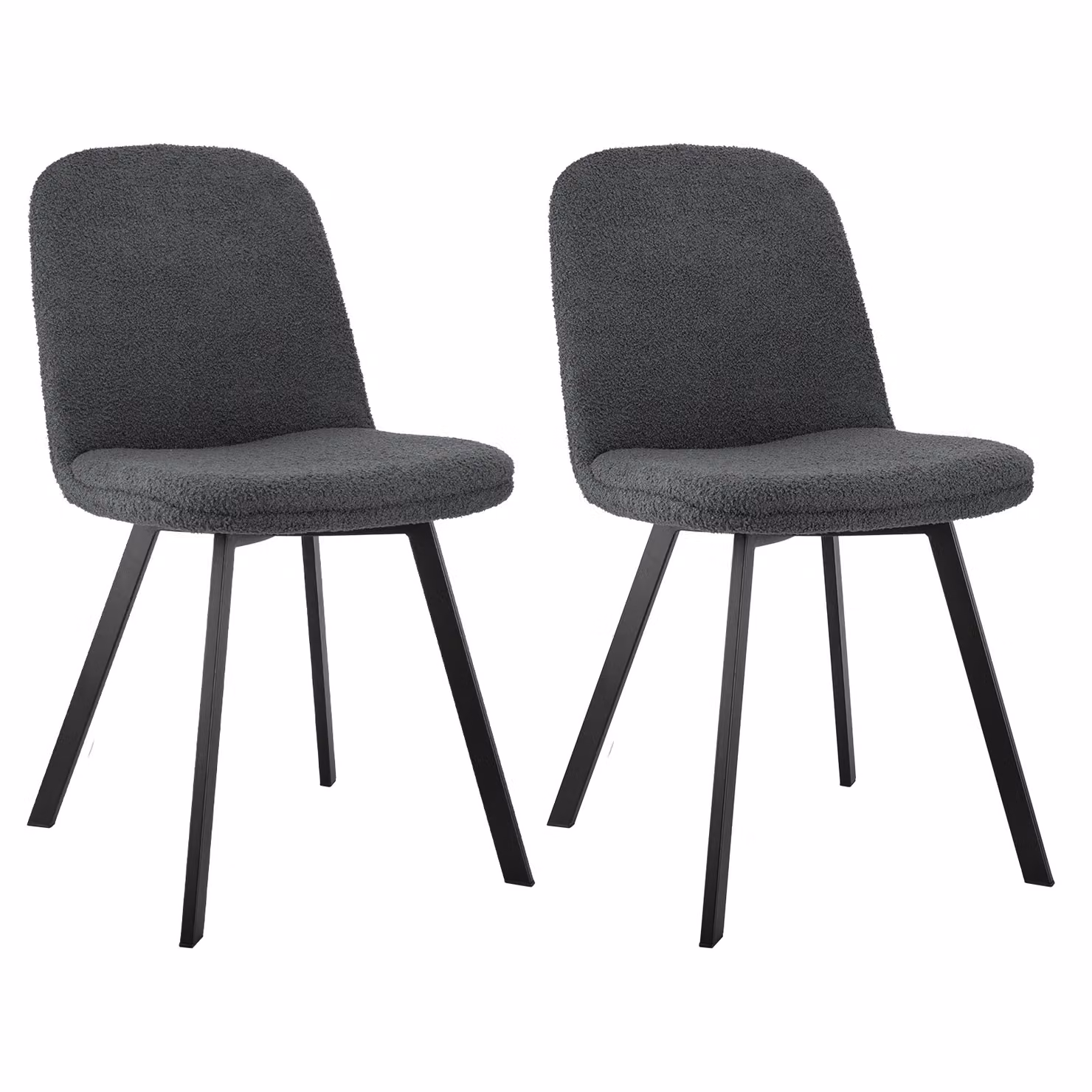 set di 2 sedie da pranzo in tessuto bouclé, imbottite, moderne, comode, stabili, struttura in metallo, seduta morbida