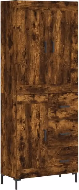 Credenza | Madia | Buffet da pranzo | Armadio da pranzo Rovere Fumo 69,5x34x180 cm in Legno Multistrato