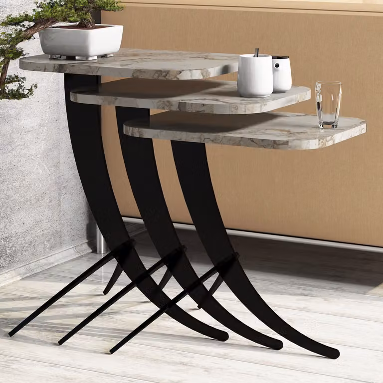 Skye Decor, Pion - White Marble, set da tavola (3 pezzi), bianco, 100 % MELAMINE COATED SLIPBOARD, 35 x 60 x 45 cm