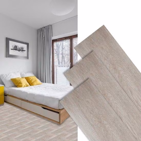 Set di laminati in PVC autoadesivi (35 pezzi, 5 m²), impermeabili e resistenti agli strappi, per soggiorno, cucina e balcone, rovere bianco