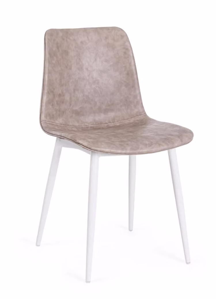 Set di sedie KYRA similpelle beige e gambe bianche
