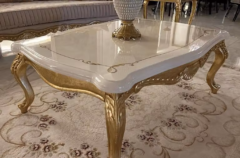 Casa Padrino tavolino barocco bianco/oro - Tavolo da salotto in legno massello in stile barocco - Mobili da salotto in stile barocco - Mobili barocchi - Arredi barocchi - Mobili in stile barocco