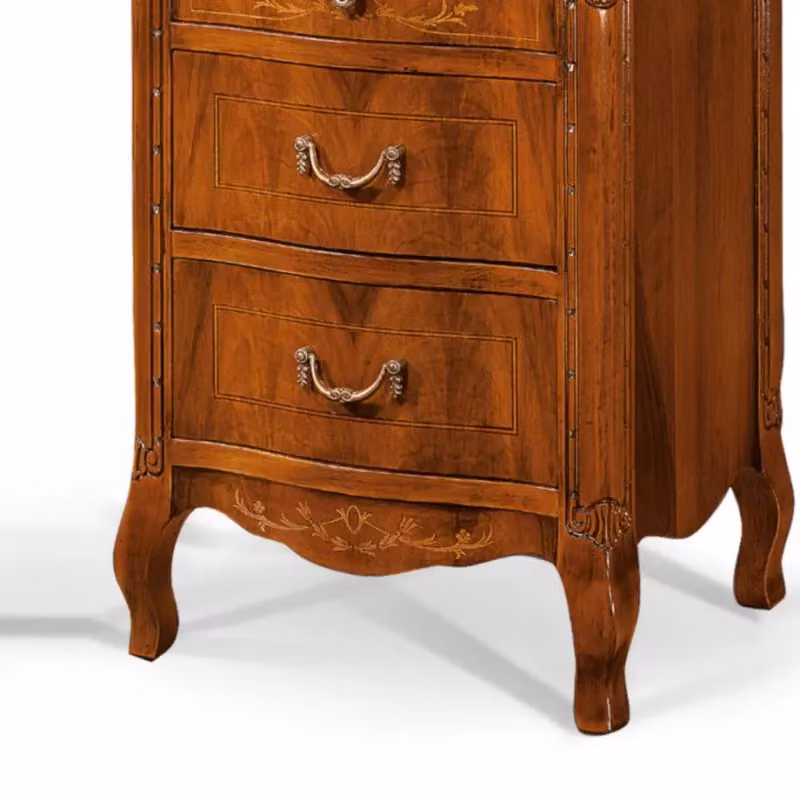 Comodino in legno con 3 cassetti e intarsio noce Mobili 2G L: 58 cm, P: 40 cm, H: 78 cm – 2