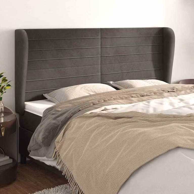 Testiera ad orecchio vidaXL in velluto grigio scuro L: 163 cm, P: 23 cm, H: 118/128 cm