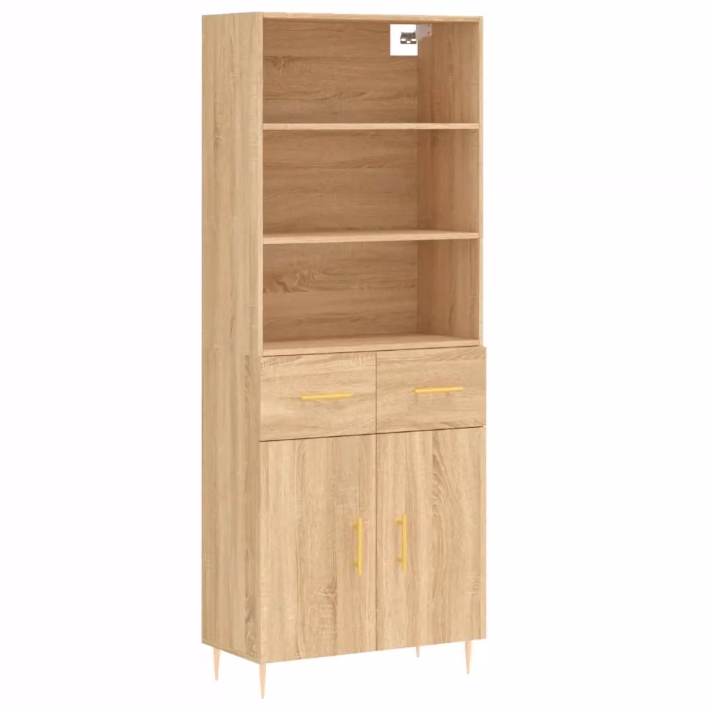 Credenza moderna vidaXL in legno e metallo color rovere, L: 69,5 cm, P: 34 cm, H: 180 cm – 2