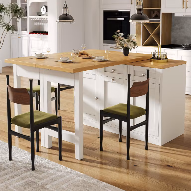 Flieks Tavolo da bar allungabile con vano portaoggetti, tavolo da pranzo pieghevole con cassetto e ripiano porta-snack, tavolo da pranzo 120-200 x 40 x 75,5 cm, bianco