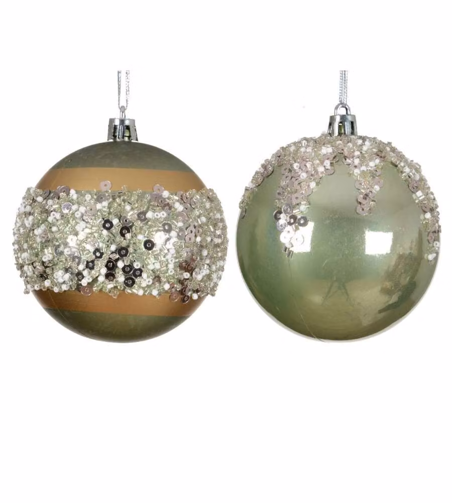 Decoris Pallina Natale Shatterproof Verde Matcha Elegante - 8cm