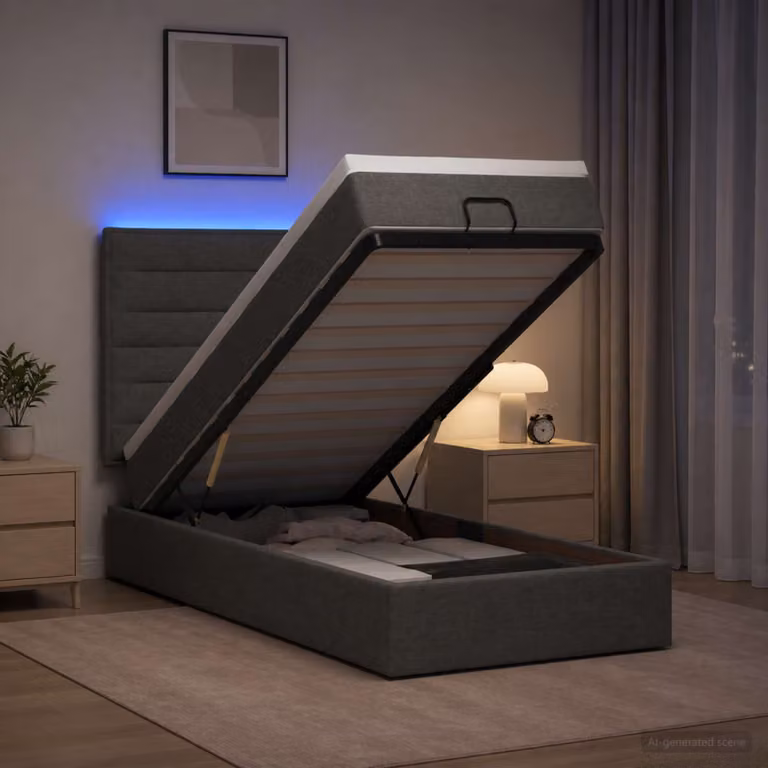 Letto Ottomano con Materasso e Illuminazione LED vidaXL, Grigio e Bianco, L 80 x P 200 cm