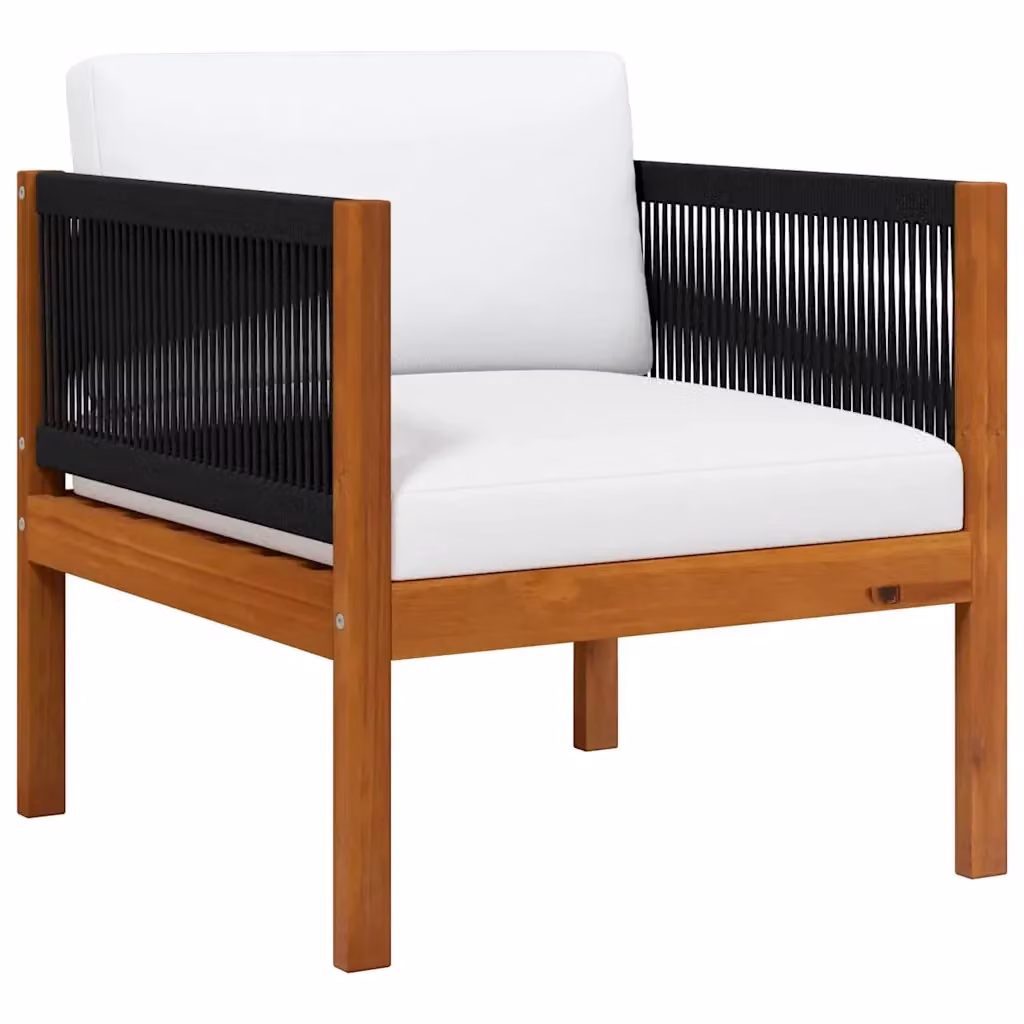 Set di 2 sedie da giardino vidaXL in legno massello d'acacia con cuscini e braccioli in stile rustico – 2