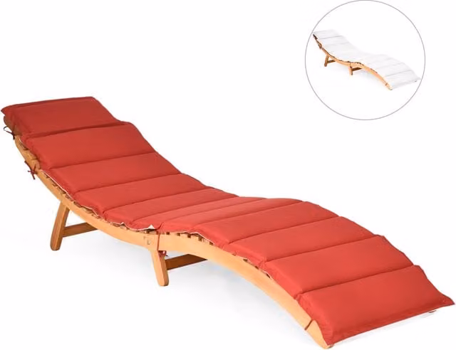 Lettino prendisole pieghevole per giardino, Sedia a sdraio da esterno in eucalipto con cuscino per prato 190x55x52cm