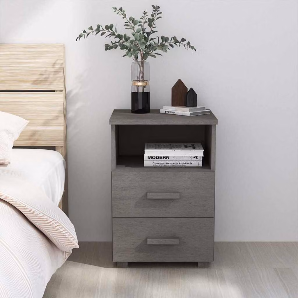 Comodino HAMAR vidaXL Grigio Chiaro in Legno di Pino e MDF, Moderno e da Appendere al Muro, L 40 cm x P 35 cm x H 62 cm