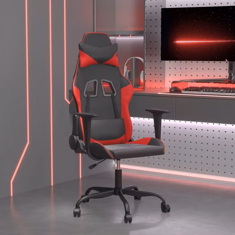 Sedia da Gaming vidaXL in Similpelle Rossa e Nera con Poggiatesta e Ruote