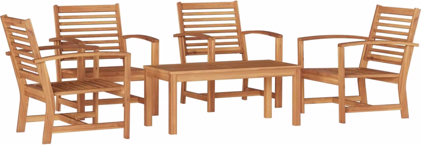 Set Divano da Giardino 5 pcs Naturale Legno di teak solido