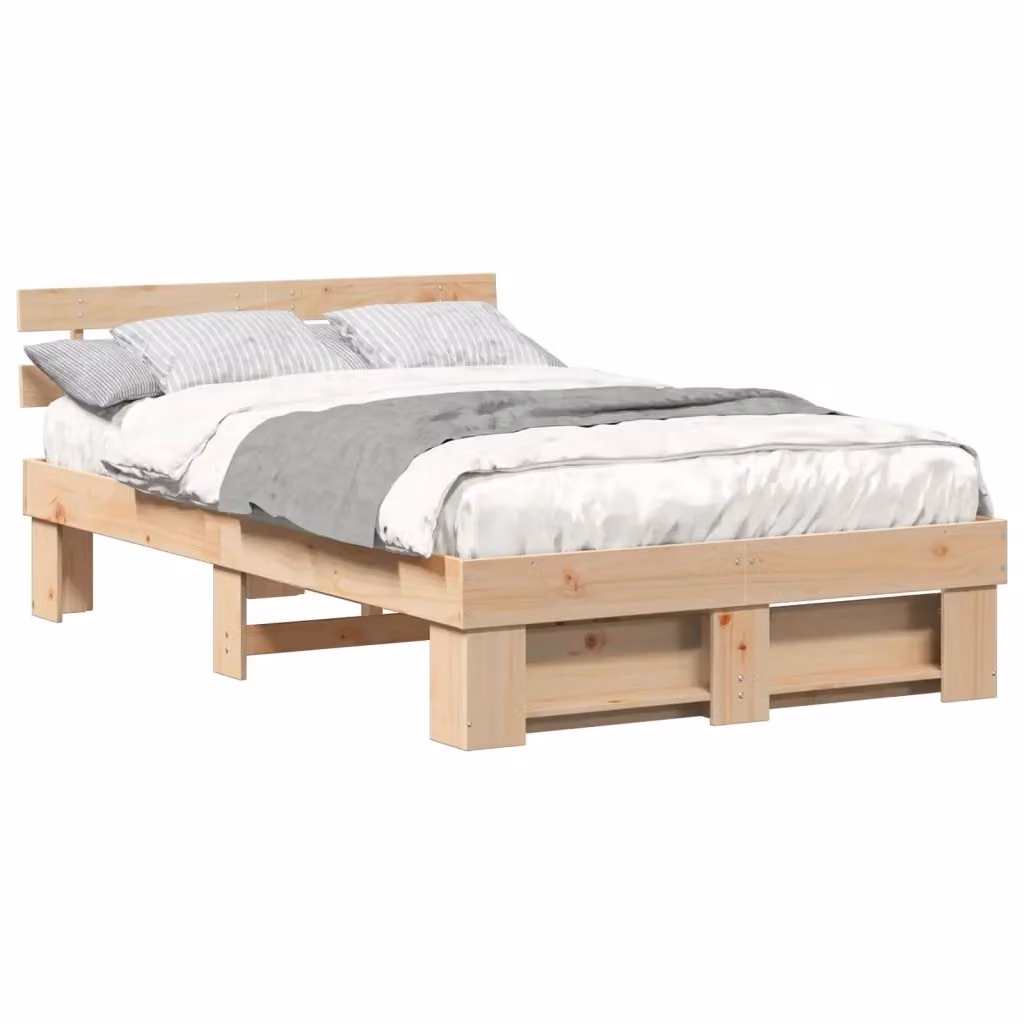 Struttura letto moderna in pino massello marrone vidaXL L/P/H: 208 x 120 x 73 cm – 2