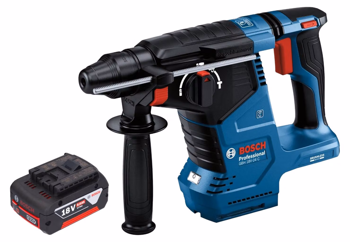 Bosch GBH 18V-24 C Martello rotativo professionale a batteria 18 V 2,4 J Brushless SDS plus + 1x batteria ricaricabile 5,0 Ah - senza caricabatteria