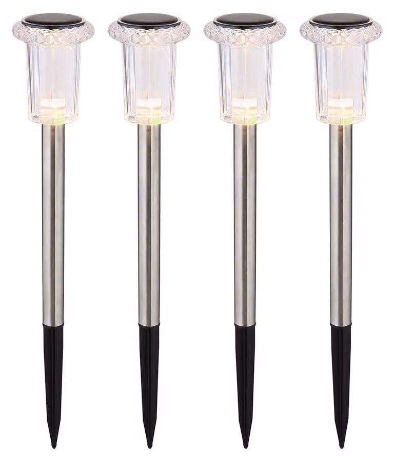 Luce solare a LED, set di 4, luce di percorso, H 33 cm