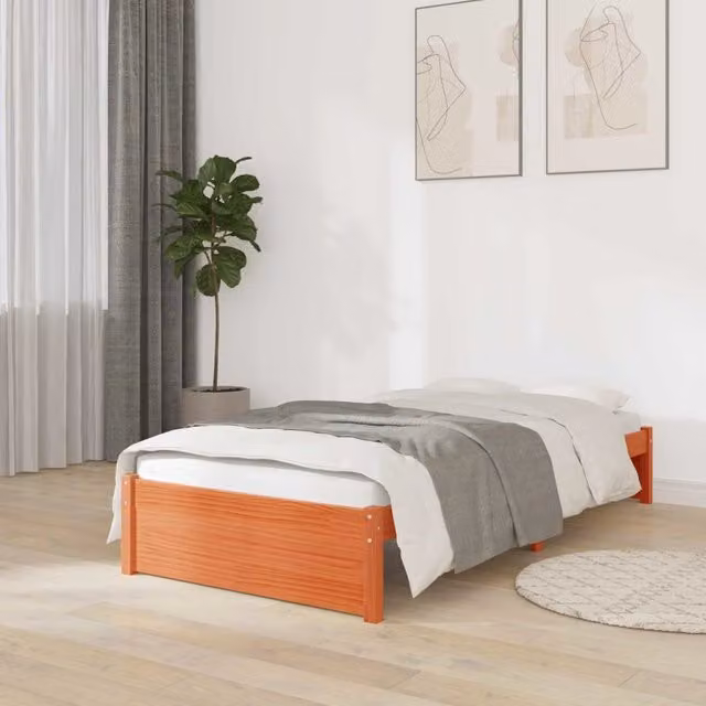Struttura del letto minimalista in pino massello marrone vidaXL – 1