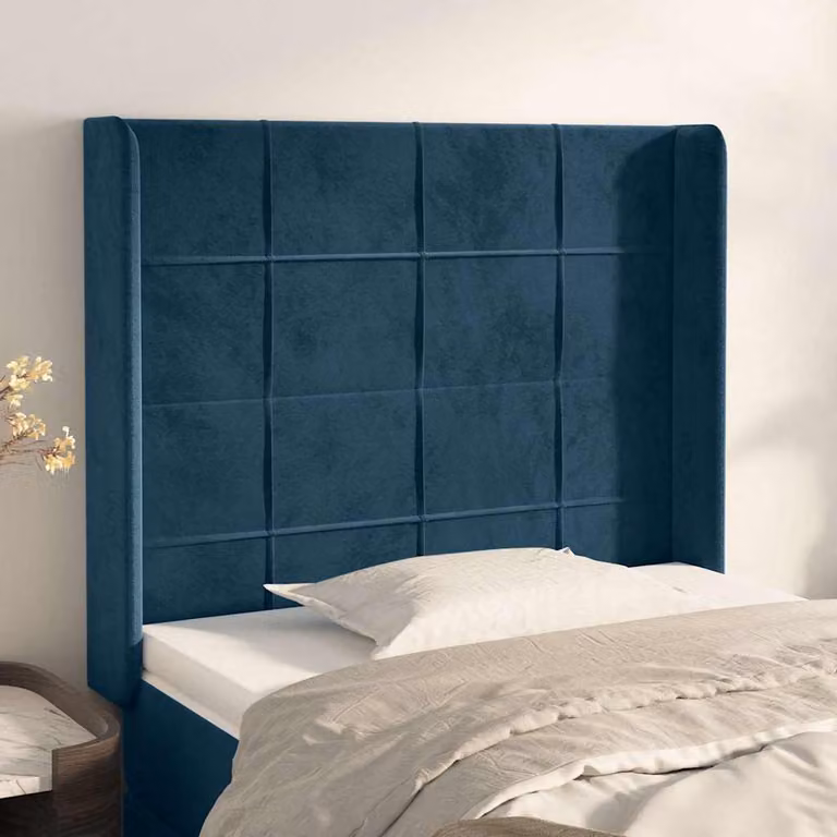 Testiera ad orecchio vidaXL in velluto blu scuro L: 83 cm, P: 16 cm, H: 118-128 cm