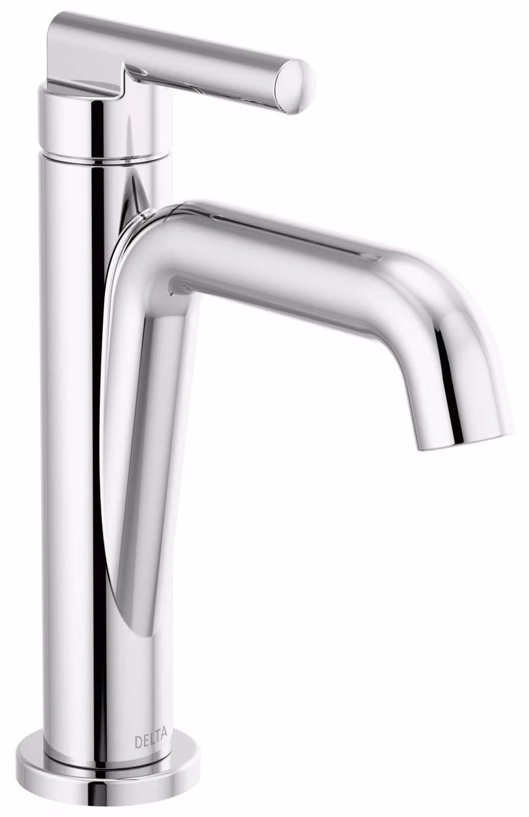 Miscelatore monocomando per lavabo, finitura cromata, con beccuccio curvo
