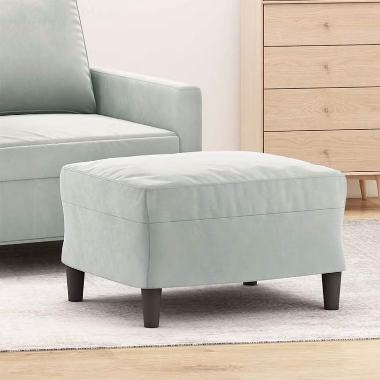 Poggiapiedi vidaXL in Velluto Grigio con Struttura in Legno L: 60 cm, P: 50 cm, H: 41 cm