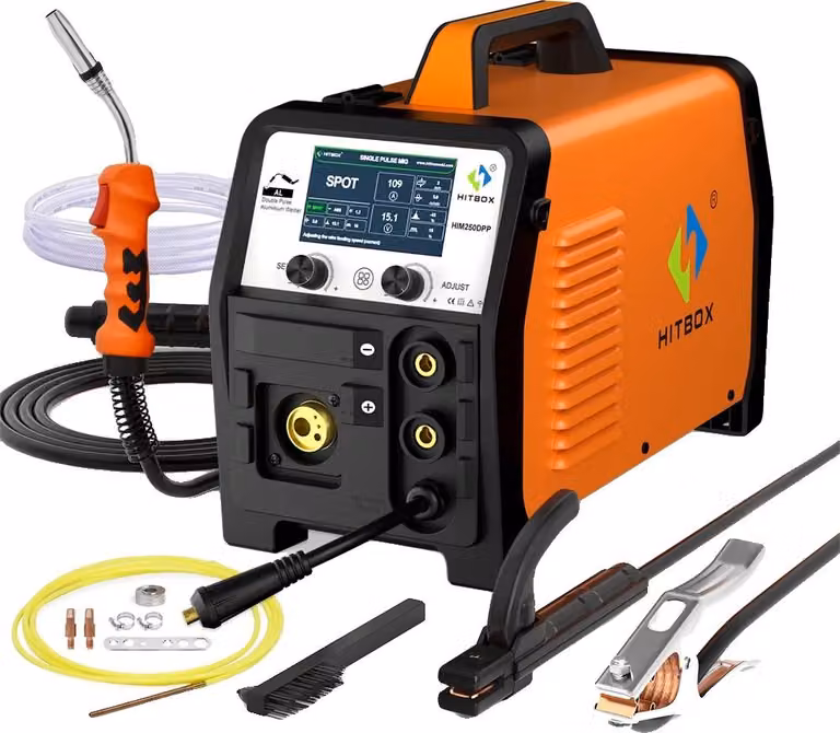 Saldatrice, MIG a gas, senza gas, MMA/LIFT TIG, HIM250 DPP