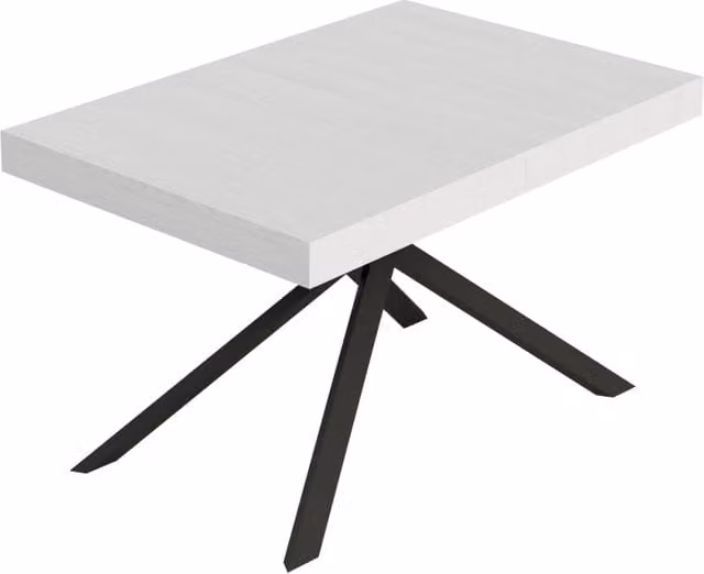 Tavolo allungabile moderno Itamoby bianco frassino con gambe in metallo antracite L/P/H: 130 x 90 x 74 cm (estendibile fino a 390 cm)