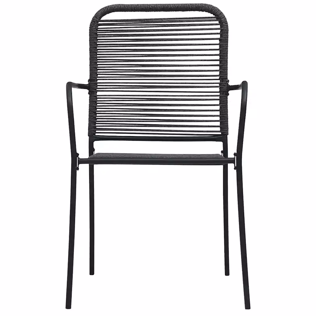 Set di 4 sedie da giardino vidaXL in corda e acciaio nero con braccioli e finitura opaca – 2
