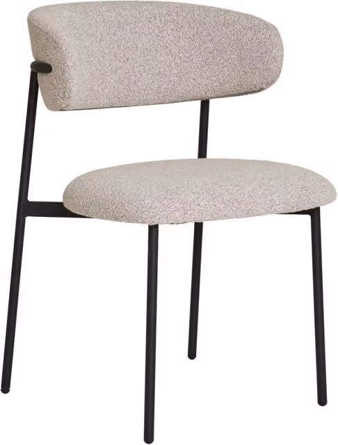 Set 2 sedie da pranzo Mira in Boucle' Sabbia con Gambe Nere