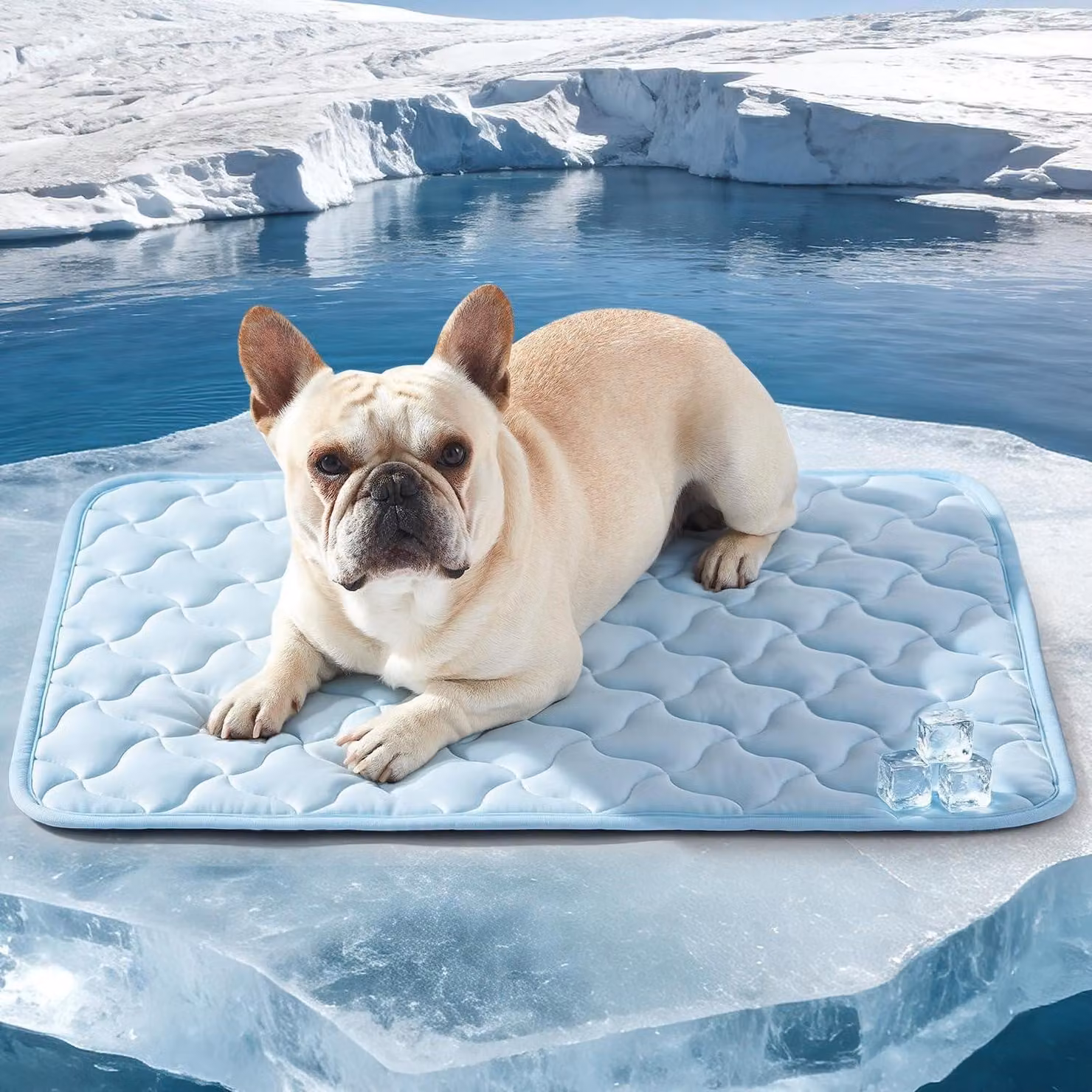 Tappetino refrigerante per cani, auto-raffreddante, lavabile, blu, 65x50 cm