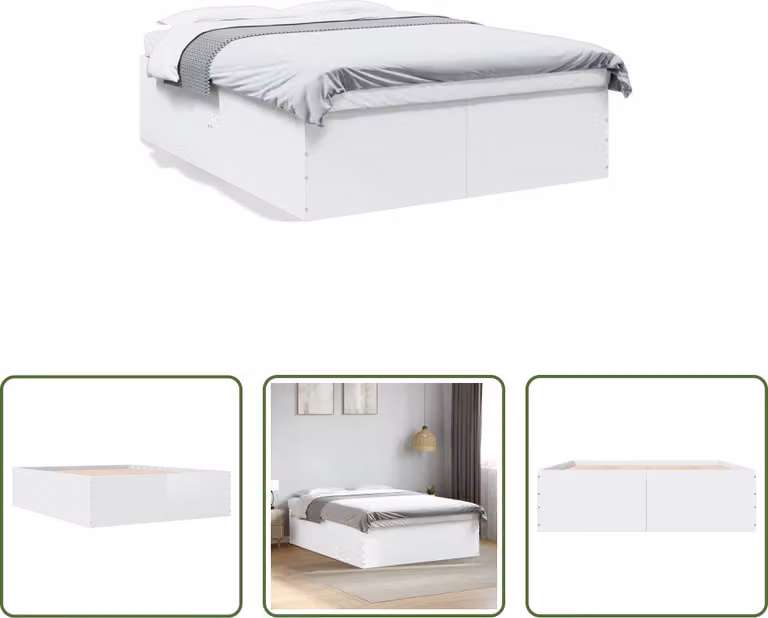 The Living Store Struttura letto bianca 150x200 cm in materiale ligneo