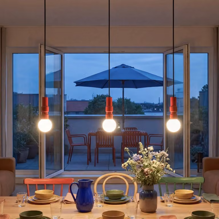 OSRAM Lampada a sospensione Decor Bolty, dimmerabile, Rosso, Soggiorno / Sala da pranzo, Metallo, Giovanile, Lampada a sospensione
