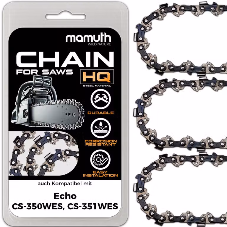 3 catene per motosega, lunghezza 40 cm, spessore 1,3 mm, passo 3/8", modello 57 TG, compatibili con Echo CS-350WES e CS-351WES