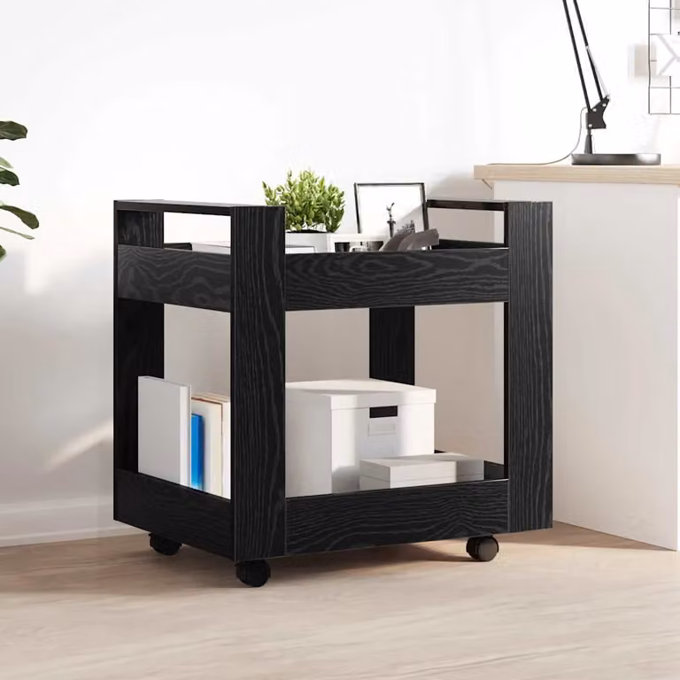 vidaXL Carrello da Scrivania Moderno in Legno MDF Nero L 60 cm, P 45 cm, H 60 cm