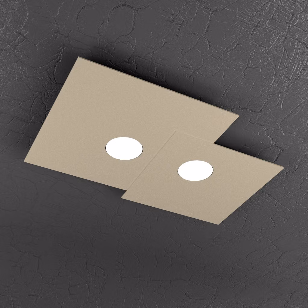 Plafoniera da soffitto Top Light Plate rettangolare con 2 luci, attacco GX53, design moderno, colore beige, L: 50 cm, P: 35 cm, H: 3 cm – 2