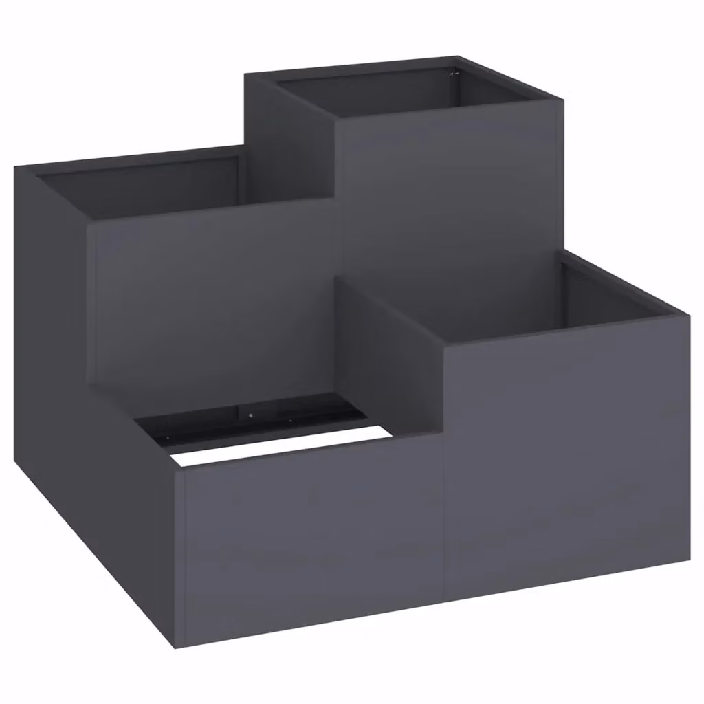 Vaso da giardino vidaXL in acciaio colore antracite L: 80 cm, P: 80 cm, H: 60 cm – 2