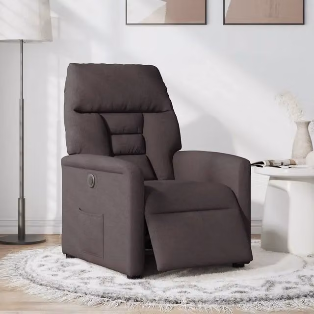 Poltrona Elettrica Reclinabile Marrone Scuro in Tessuto 3303017