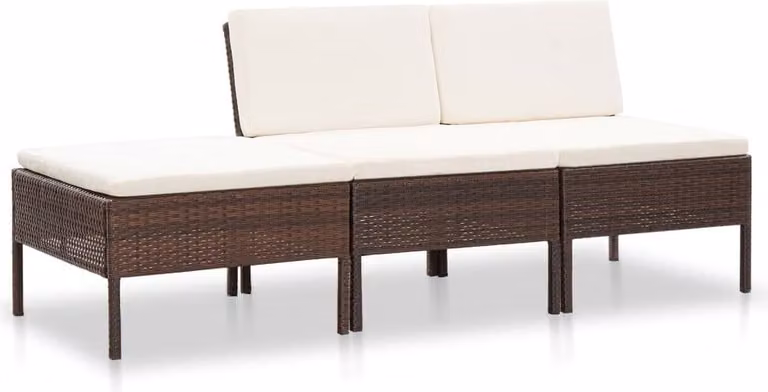 Maison Exclusive - Set da giardino a 3 pezzi con cuscini in polyrattan marrone